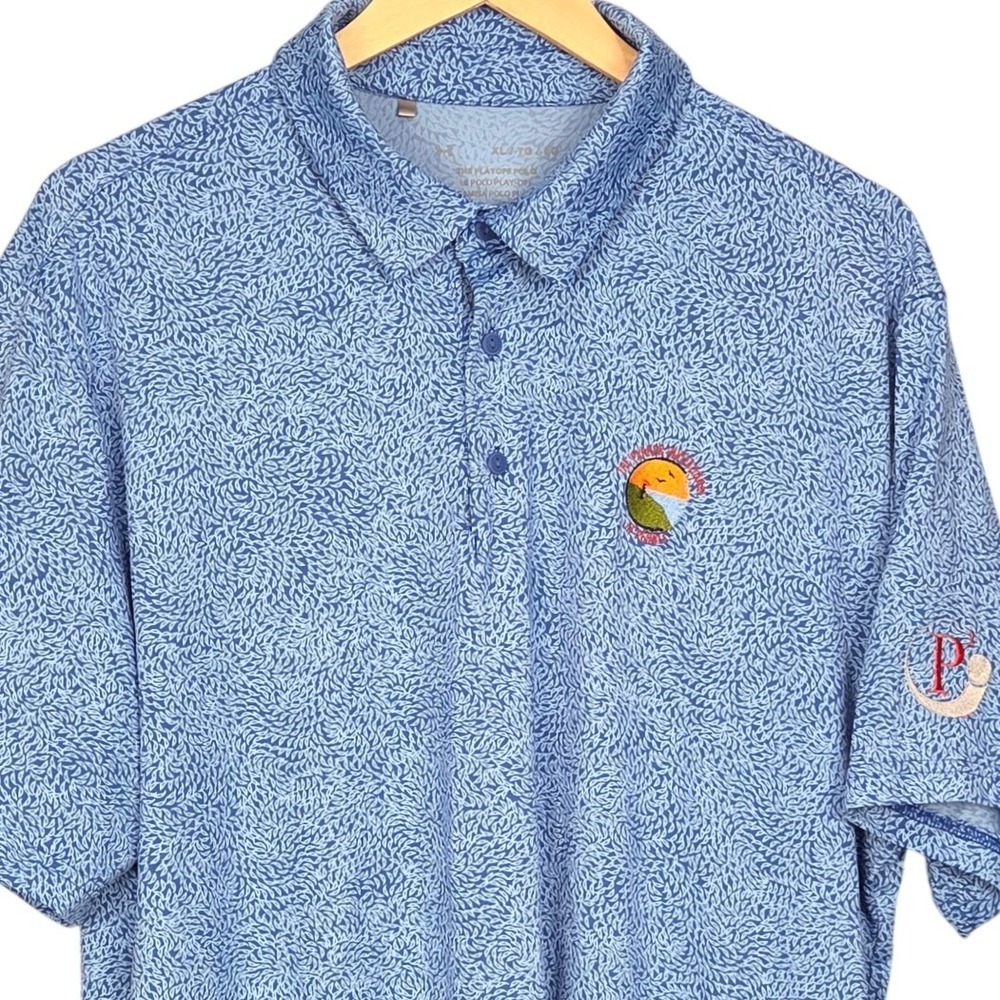 Under Armour Playoff Polo Mens XL Blue Parker Invitational At Pebble Golf Leaf
